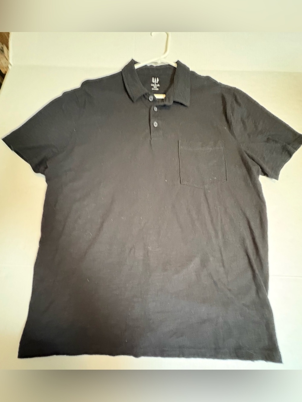 GAP Black Short-Sleeve Polo with Chest Pocket